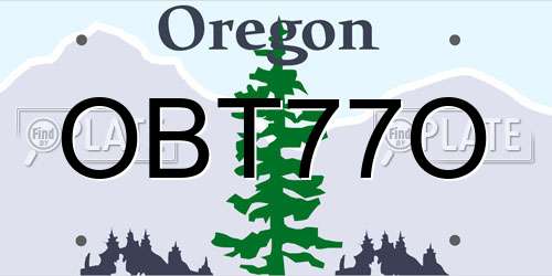 OBT77O Oregon License Plate