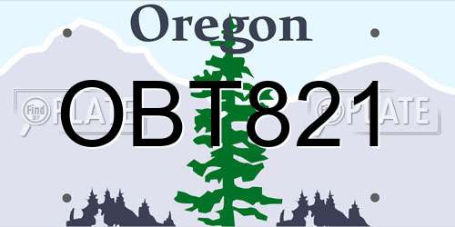 OBT821 Oregon License Plate