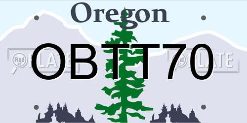 OBTT70 Oregon License Plate