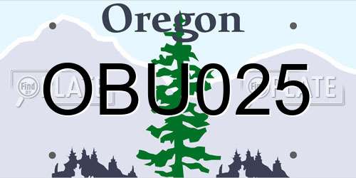OBU025 Oregon License Plate