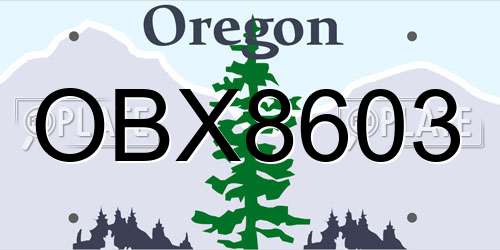 OBX8603 Oregon License Plate