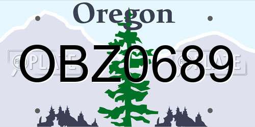 OBZ0689 Oregon License Plate