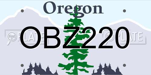 OBZ220 Oregon License Plate