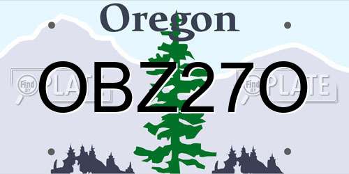 OBZ27O Oregon License Plate