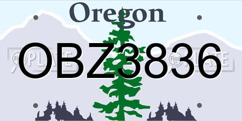 OBZ3836 Oregon License Plate