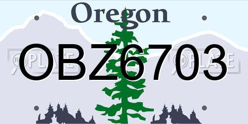OBZ6703 Oregon License Plate