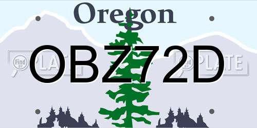 OBZ72D Oregon License Plate