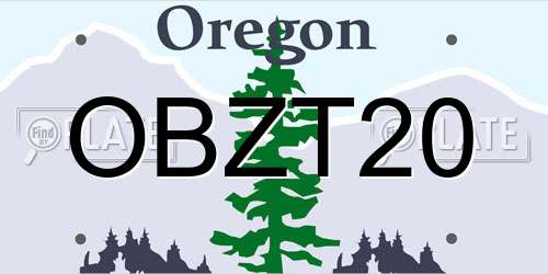 OBZT20 Oregon License Plate