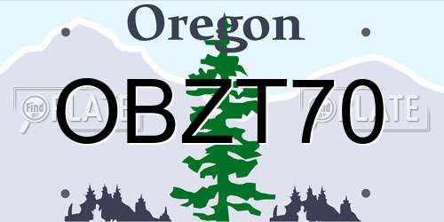 OBZT70 Oregon License Plate
