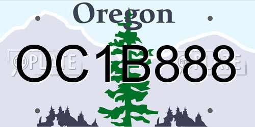 OC1B888 Oregon License Plate