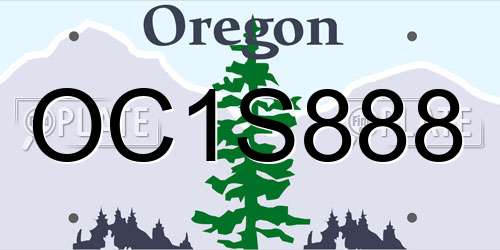 OC1S888 Oregon License Plate