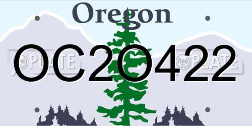 OC2O422 Oregon License Plate