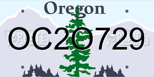 OC2O729 Oregon License Plate