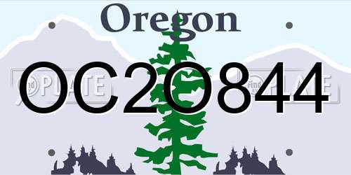 OC2O844 Oregon License Plate