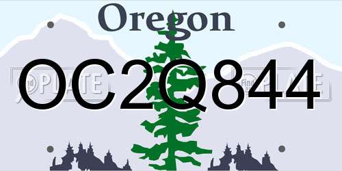OC2Q844 Oregon License Plate