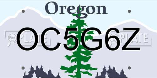 OC5G6Z Oregon License Plate