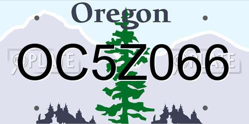 OC5Z066 Oregon License Plate