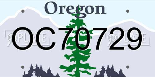 OC70729 Oregon License Plate