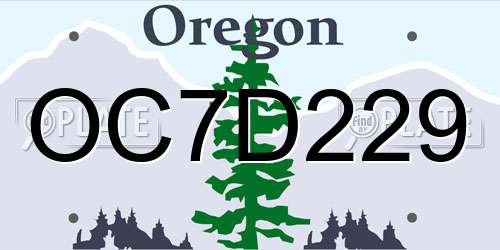 OC7D229 Oregon License Plate