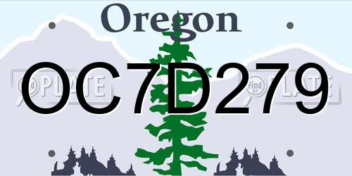 OC7D279 Oregon License Plate