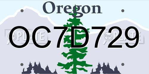 OC7D729 Oregon License Plate