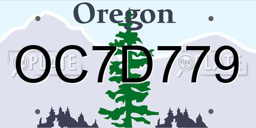 OC7D779 Oregon License Plate