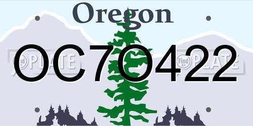 OC7O422 Oregon License Plate