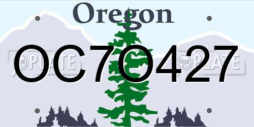OC7O427 Oregon License Plate