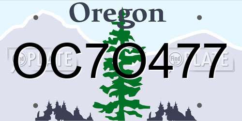 OC7O477 Oregon License Plate