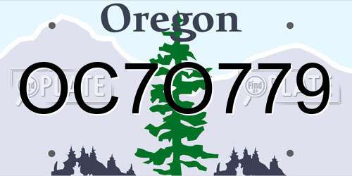 OC7O779 Oregon License Plate