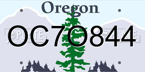 OC7O844 Oregon License Plate