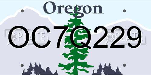 OC7Q229 Oregon License Plate