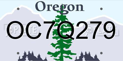 OC7Q279 Oregon License Plate