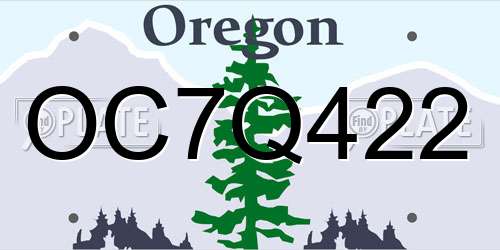 OC7Q422 Oregon License Plate