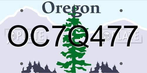 OC7Q477 Oregon License Plate