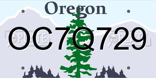 OC7Q729 Oregon License Plate
