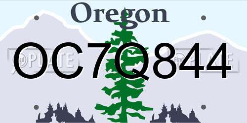 OC7Q844 Oregon License Plate