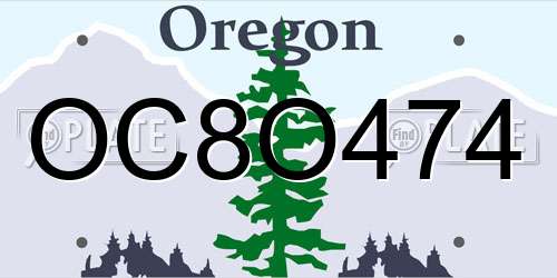 OC8O474 Oregon License Plate