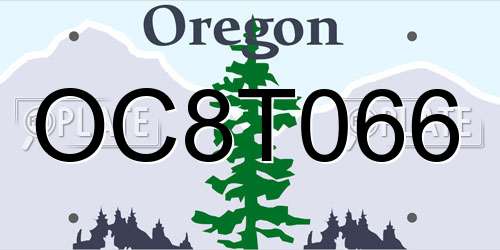 OC8T066 Oregon License Plate