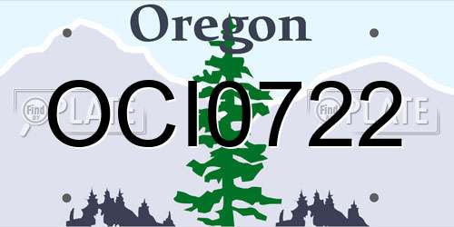 OCI0722 Oregon License Plate
