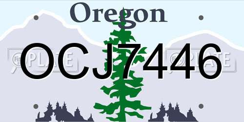 OCJ7446 Oregon License Plate