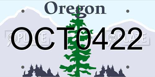 OCT0422 Oregon License Plate
