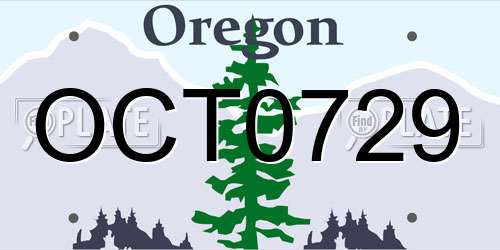 OCT0729 Oregon License Plate