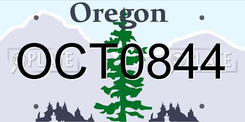 OCT0844 Oregon License Plate