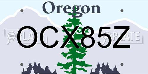 OCX85Z Oregon License Plate