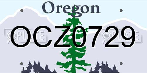 OCZ0729 Oregon License Plate