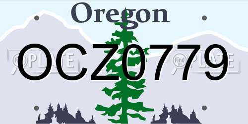 OCZ0779 Oregon License Plate