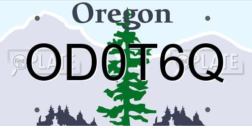 OD0T6Q Oregon License Plate