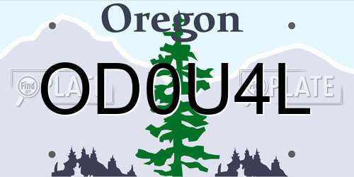 OD0U4L Oregon License Plate