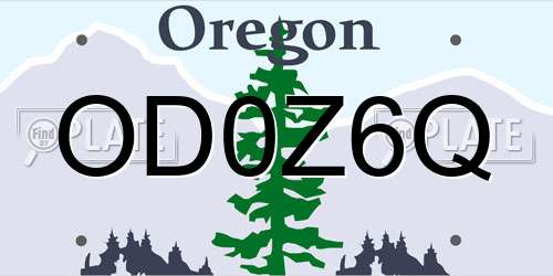 OD0Z6Q Oregon License Plate